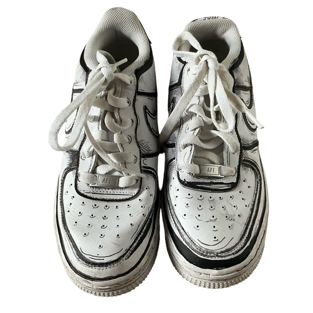 Cartoon Nike Air Force 1 custom sneakers white leather sz 6.5 youth sz 8 women’s